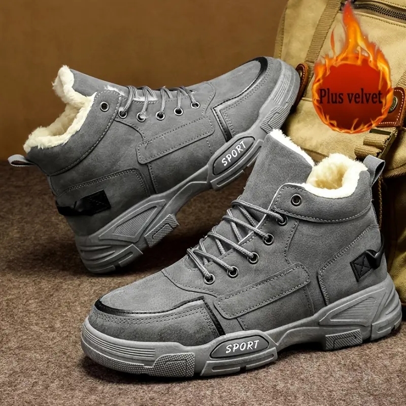 Men's Thermal Insulated Cushioned Insole & Non-Slip Winter Snow Boots for Outdoor Hiking, Casual & Daily Wear