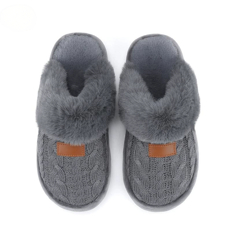 Women's Cable Knit Fuzzy Mule Slippers