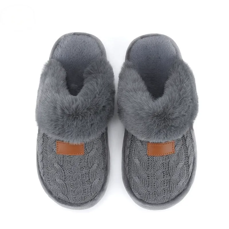 Women's Cable Knit Fuzzy Mule Slippers