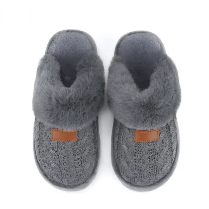 Women's Cable Knit Fuzzy Mule Slippers