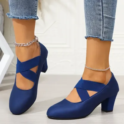 Women's Cross Strap Casual High Heels