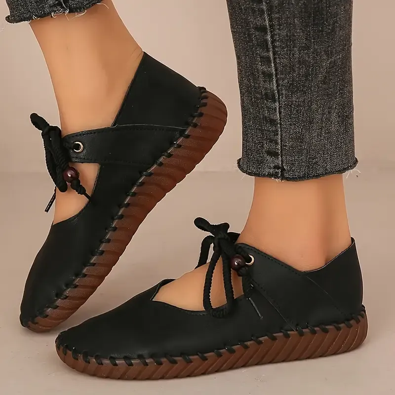  Women's Elegant Comfortable Lace-Up Versatile Shoes Nurse Work Flats