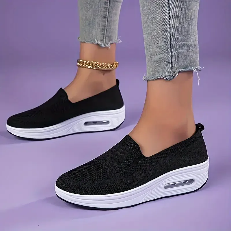 Women's Breathable Knit Slip-on Sneakers Casual Shoes