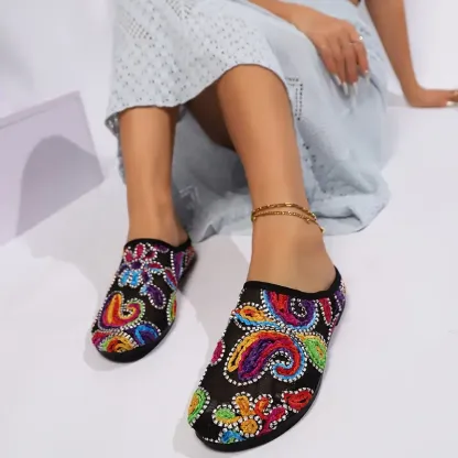 Women's Fashion Mesh Breathable Lightweight Versatile Unique Slip-On Flats Slippers