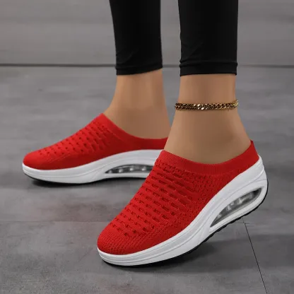Women's Breathable & Comfortable Mule Sneakers Slip On Platform Shoes