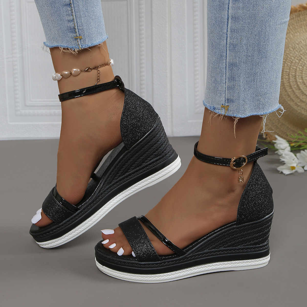 Women's Fashion Rhinestone Platform Wedge Sandals