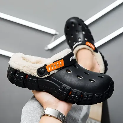 Men and Women Winter Removable Fleece-Lined Non-Slip Slip-On Slippers for Snow & Cold Weather