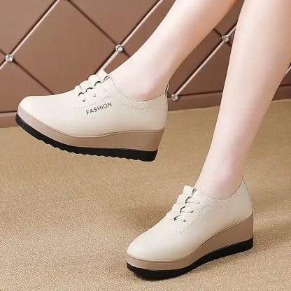 Women's Lightweight & Versatile Wedge Heel Leather Shoes