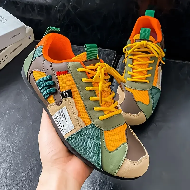 Men's Stylish Contrasting Designs Breathable Comfortable Non-Slip Sneakers 