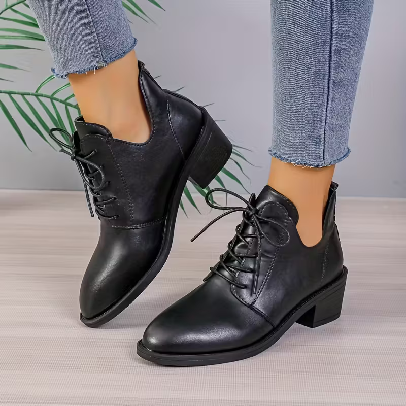 Women's Fashion Versatile British Style Leather Ankle Boots