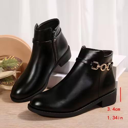 Women's Stylish & Versatile New Metal Buckle Ankle Boots