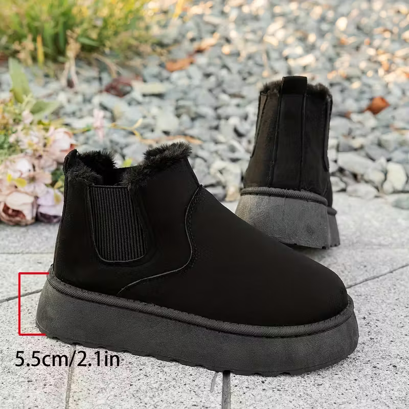 Women's Plus Size Warm Fleece-Lined Thick Sole Anti-Slip Ankle Boots