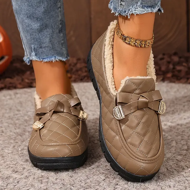 Women's Thermal Waterproof & Slip-Resistant Slip-On Winter Loafers Versatile Shoes for Jeans/Casual/Professional