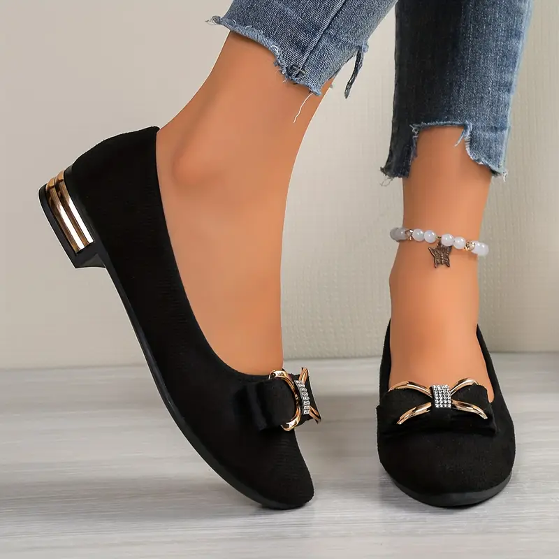 Women's Bow-Accented Lightweight & Versatile Elastic Fit Slip-On Loafers