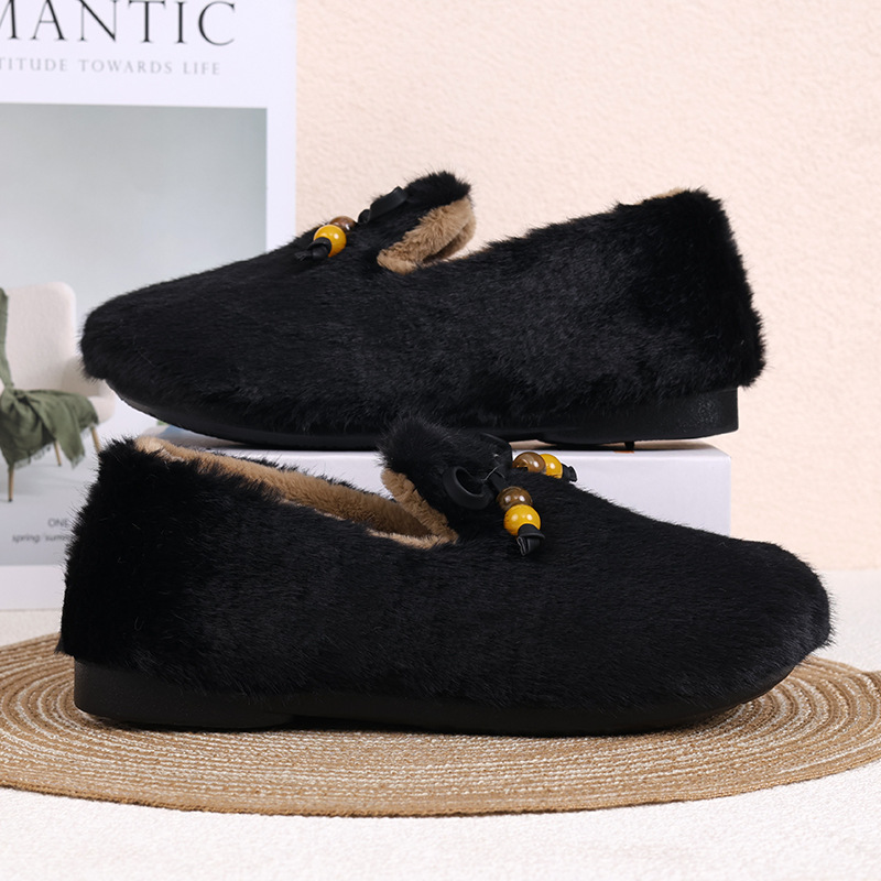 Women's Warm Fluffy Slip-on Shoes for Indoor/ Outdoor