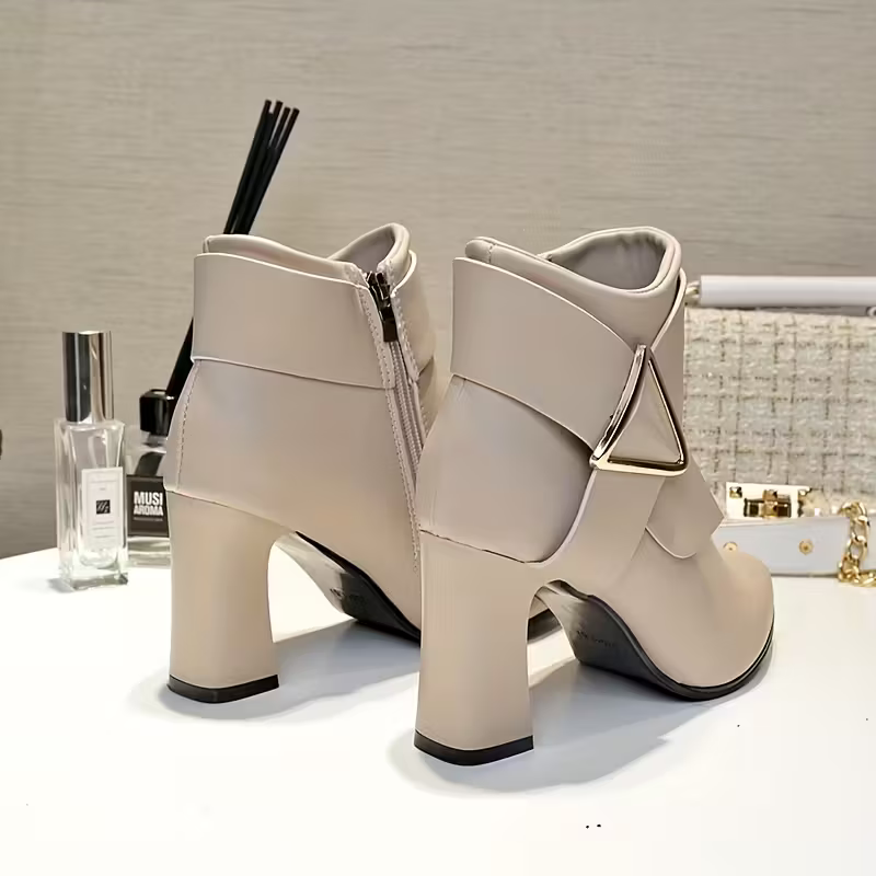 Women's Elegant & Stylish Side Zipper Chunky Heel Ankle Boots