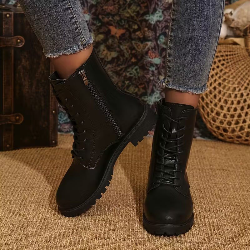 Women's Western Punk Style Leather Mid-Calf Boots Cowgirl Boots Allseason Footwear