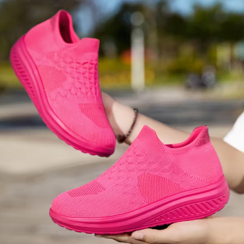Women's Breathable & Lightweight Knit Non-Slip Slip-On Sneakers Walking Shoes