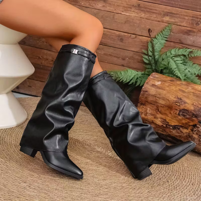 Women's Fashionable Sexy Warm Chunky Heel Slip-Resistant Ankle Boots
