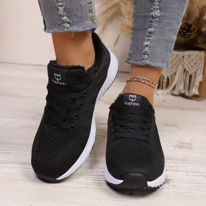 Women's Stylish & Comfortable Plus-Size Plush Warm Sports Shoes Sneakers for Running, Fitness, Commuting, Daily Shopping