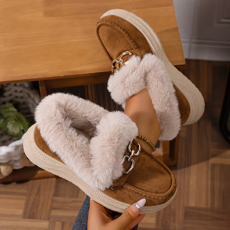 Women's Versatile Snow Sports Shoes Thick-Soled Height-Increasing Slip-On Loafers