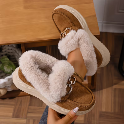 Women's Versatile Snow Sports Shoes Thick-Soled Height-Increasing Slip-On Loafers