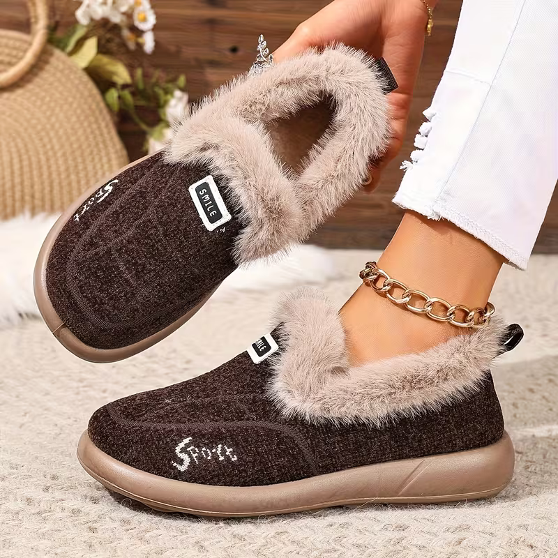 Women's Lined Thickened Warm Slip-On Shoes for Indoor/Outdoor
