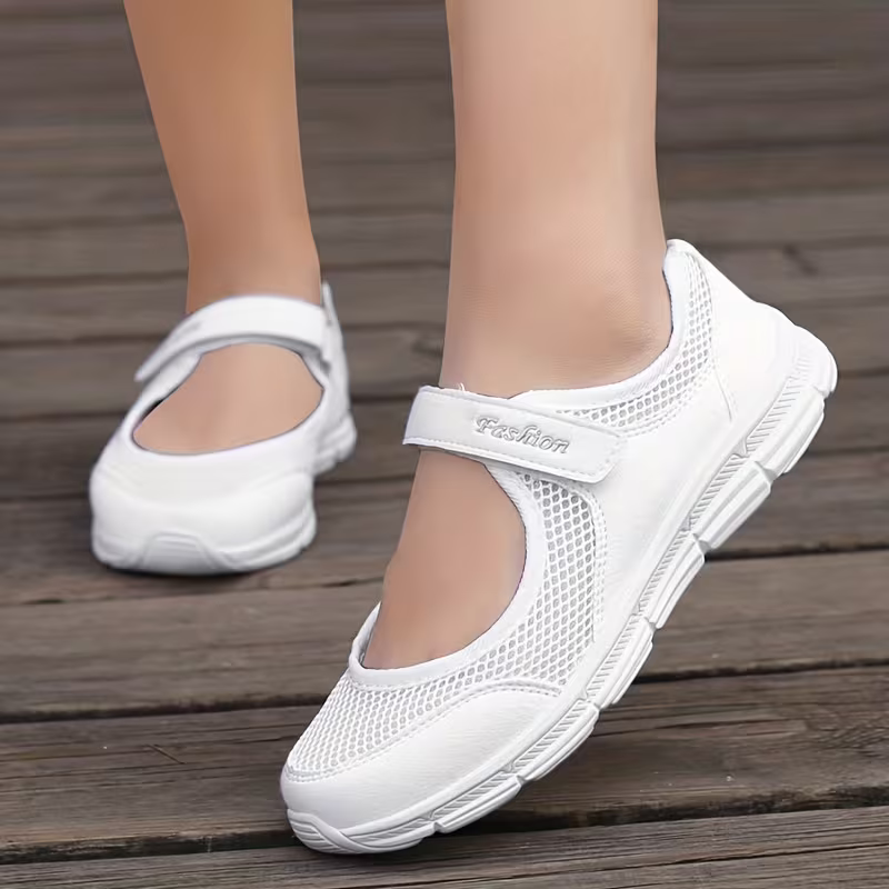 Women's Breathable Mesh Hook And Loop Walking Shoes Orthopedic Sneakers