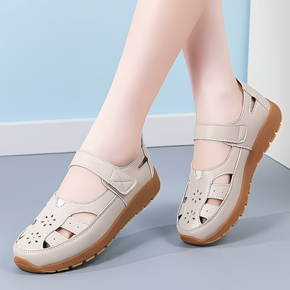 Women's Cut-Out Design and Hook-and-Loop Fastener Platform Sandals