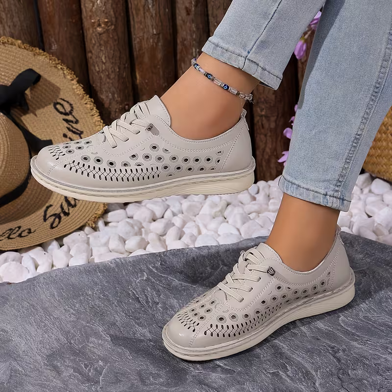 Women's Hollow-Out Design Lace-Free Slip-On Shoes Loafers Sandals