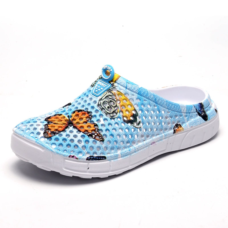 Women's Lightweight & Breathable Butterfly Print Hollow Out Clogs Sandals for Beach, Garden & Casual Wear
