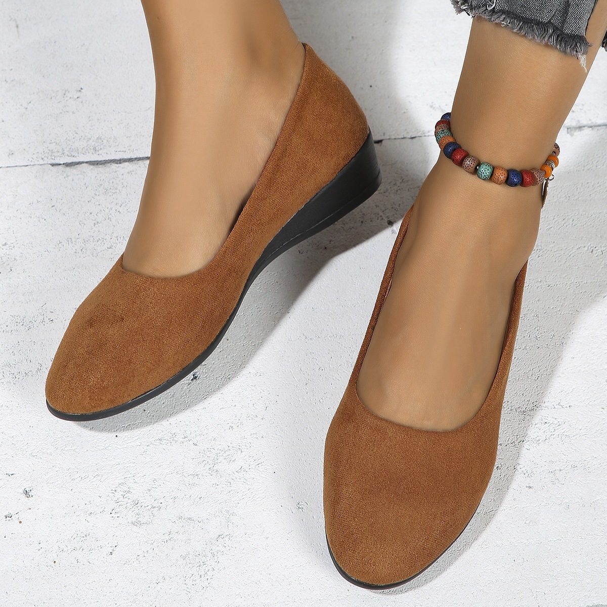 Women's Comfortable Slip‑On Wedge Shoes 
