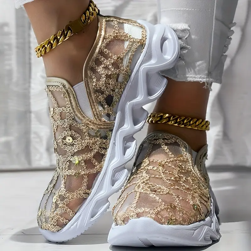 Women's Glitter Mesh Casual Sneakers