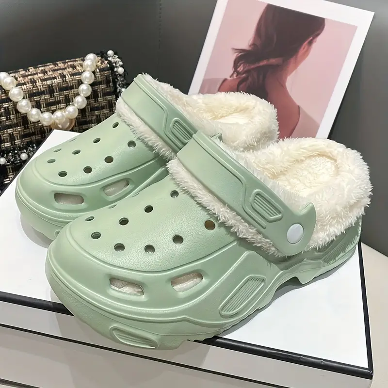 Women's Fuzzy Thermal Lined Platform Non-slip Home Slippers Winter Plush Cozy Shoes