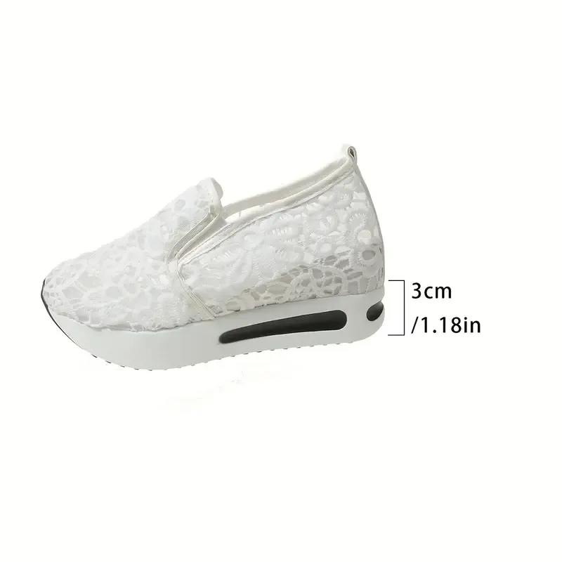 Women's Elegant Breathable Delicate Lace Mesh Slip-On Sneakers