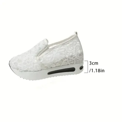 Women's Elegant Breathable Delicate Lace Mesh Slip-On Sneakers