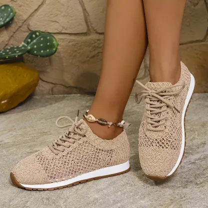 Women's Breathable Lace-Up Mesh Casual Shoes Sneakers