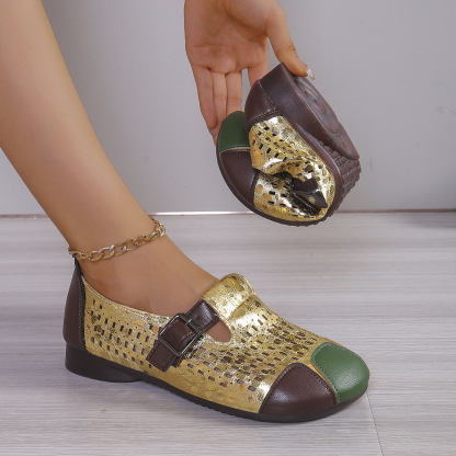 Women's Retro Elegant Comfortable  Hollow-Out Flat Shoes Slip-on Shoes