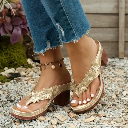 Women's Chic Arch Support Floral Wedge Flip Flops Sandals for Beach Travel Casual Outings
