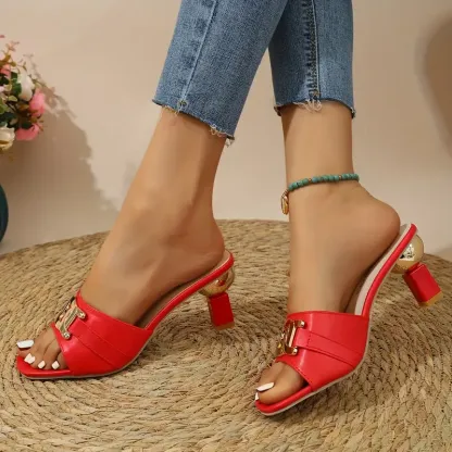 Women's Chic Comfy Metallic Buckle Slip-on Slide Sandals