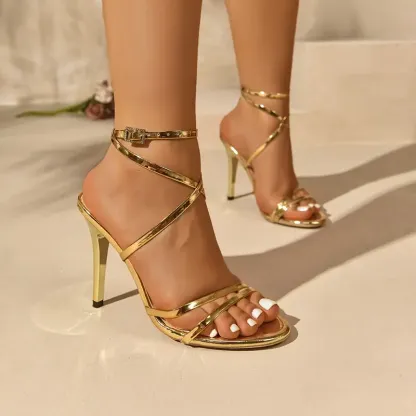 Women's Elegant Adjustable Crisscross Ankle Strap High Heel Sandals