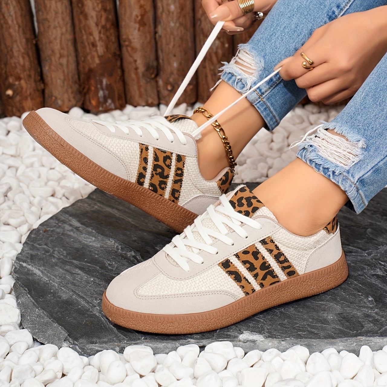 Women's Retro Leopard Sneakers for All-Season