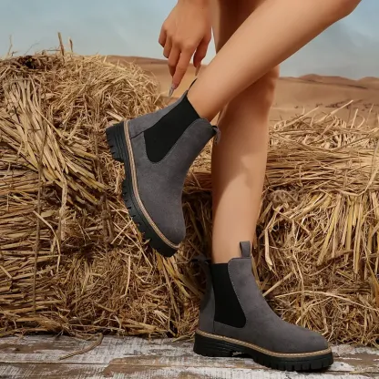 Women's Fashion Arch Support Slip-Resistant Chunky Heel Ankle Boots for Winter & Fall 