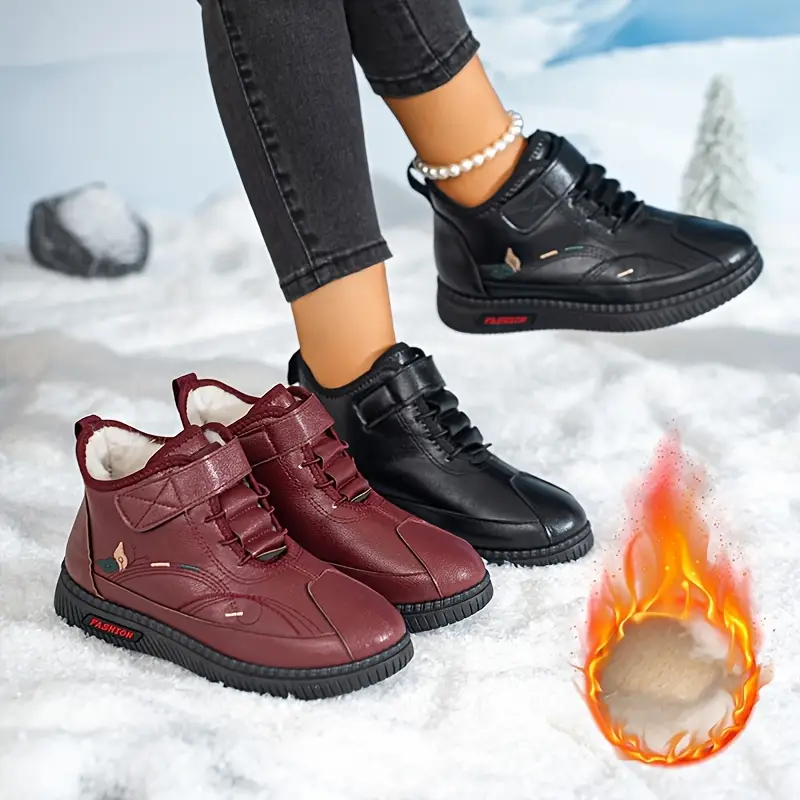Women's Warm & Lightweight Aadjustable Lace-up Winter Slip-on Shoes Boots