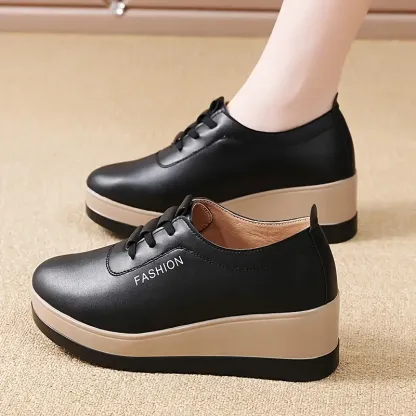 Women's Lightweight & Versatile Wedge Heel Leather Shoes