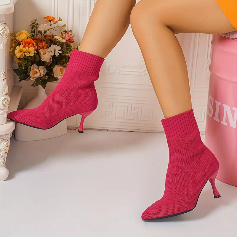 Women's Elegant Knitted High-Heel Ankle Boot