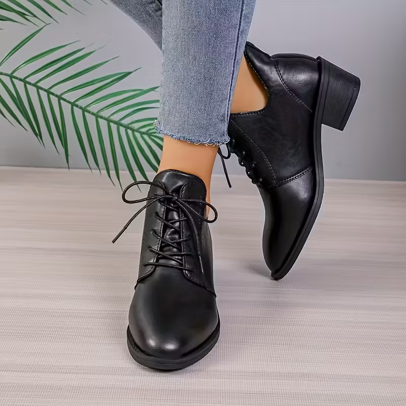 Women's Fashion Versatile British Style Leather Ankle Boots