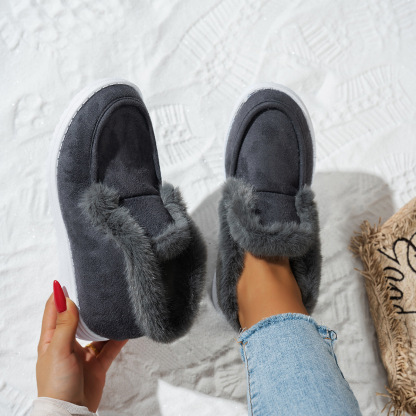 Women's Warm Furry Slip-on Winter Cotton Boots