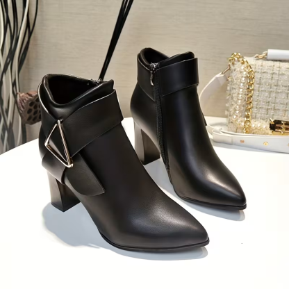 Women's Elegant & Stylish Side Zipper Chunky Heel Ankle Boots