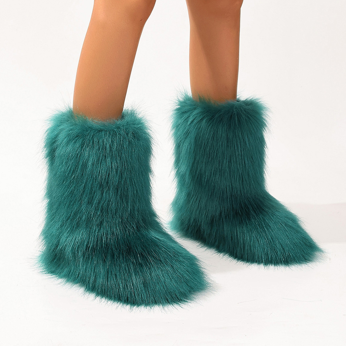Women's Trendy Snow Boots, Fashion Faux Fur Mid Calf Boots, Women's Comfortable Boots